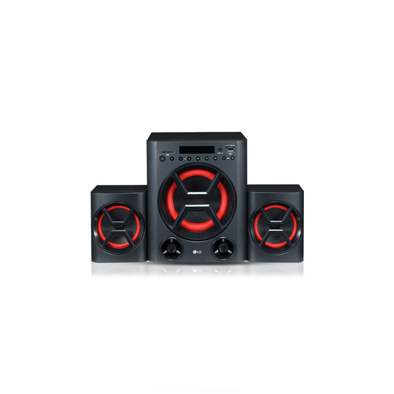 Picture of LG LK72B Powerful Sound 40W, 2.1 Ch Speaker System with Deep Bass sound, Bluetooth, Portable In, Optical, USB, SD Card and FM Radio, Remote Control, Wall mount, Display, Power Saving Mode.